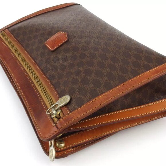 CELINE clutch bag macadam beige PVC ?~ leather Authentic used T19067 - Picture 4 of 9